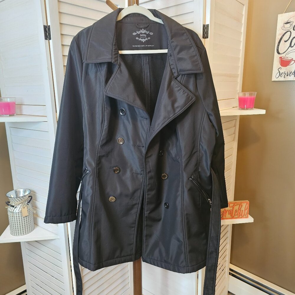 Sebby Collection, Plus Size 1XL, Double breasted, Windproof Jacket, Black